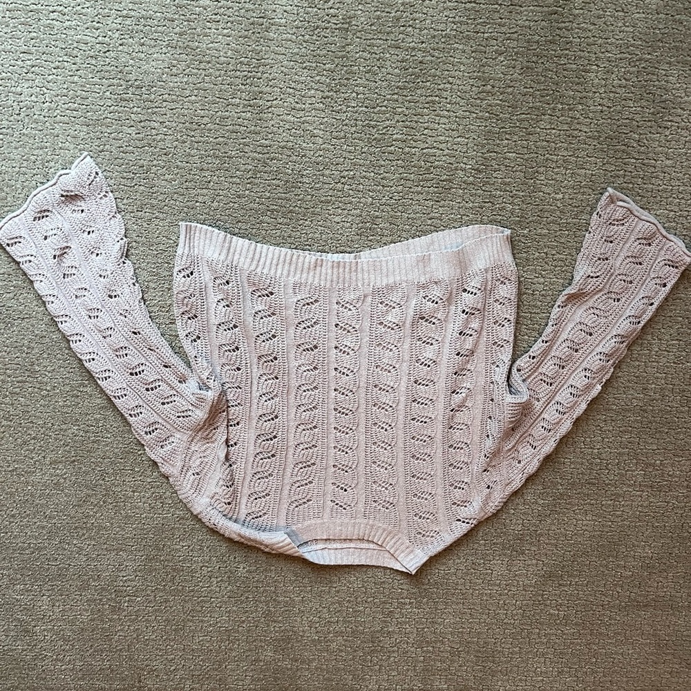 Light Purple Cropped Knit Sweater